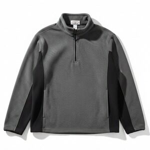 Boca Classics Quarter Zip Fleece Pullover, Grey Black Colorblock, Men's Large